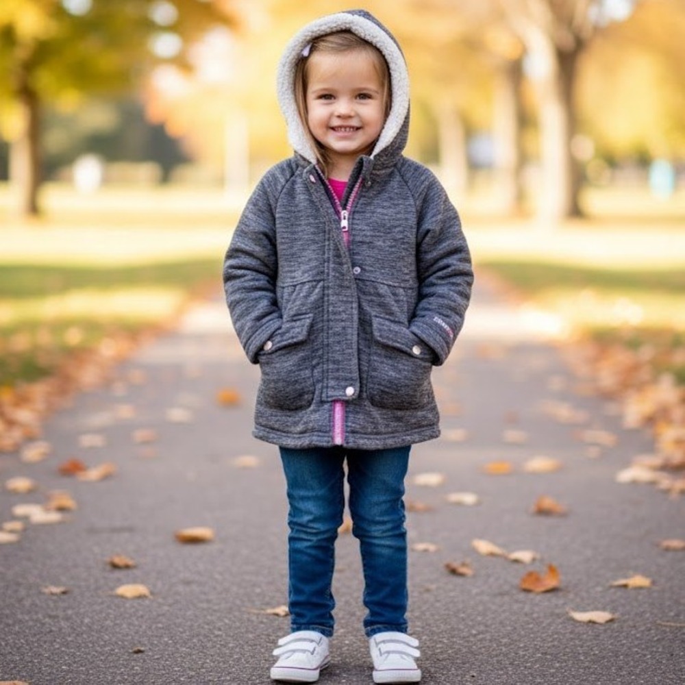 Limited Too Girls 4T Gray Heather Fleece Lined Hooded Coat Jacket Full Zip